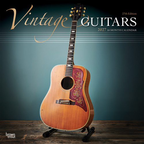 2027 16-Month Calendar Vintage Guitars Square Wall, Browntrout BT11178