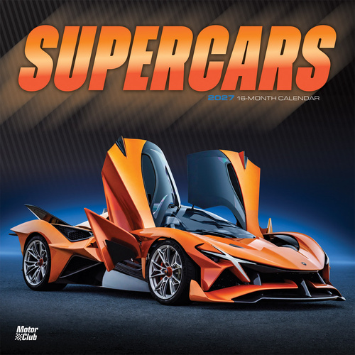 2027 16-Month Calendar Motor Club Supercars Square Wall, Browntrout BT11246