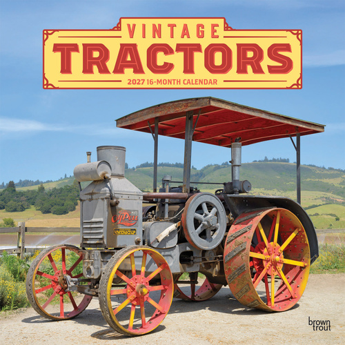 2027 16-Month Calendar Vintage Tractors Square Wall, Browntrout BT11284