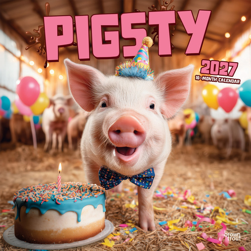 2027 16-Month Calendar Pigsty Square Wall, Browntrout BT11451