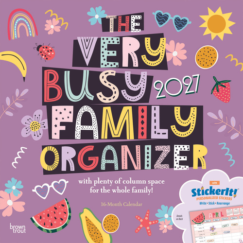 2027 16-Month Calendar The Very Busy Family Organizer with Stickers Square Wall, Browntrout BT12779
