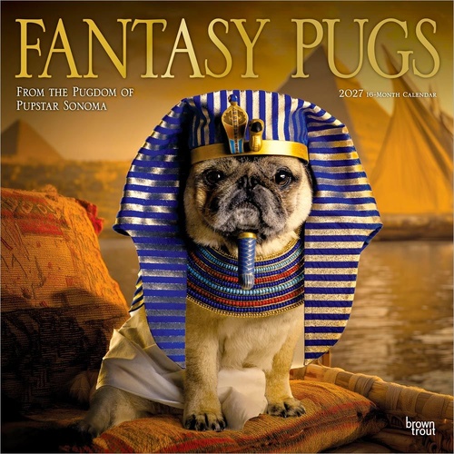 2027 16-Month Calendar Fantasy Pugs Square Wall, Browntrout BT13226