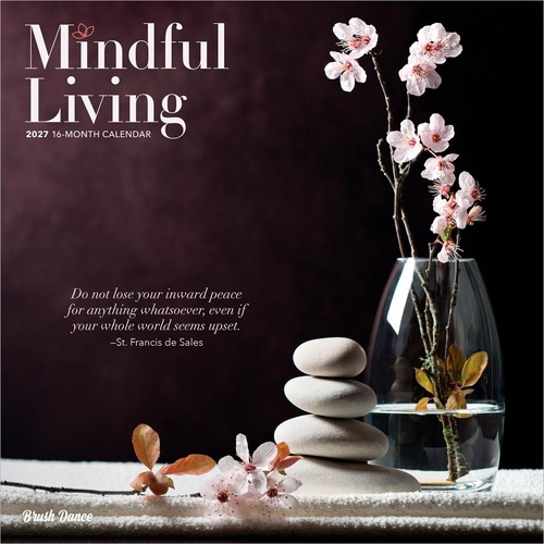 2027 16-Month Calendar Brush Dance Mindful Living Square Wall, Browntrout BT13998