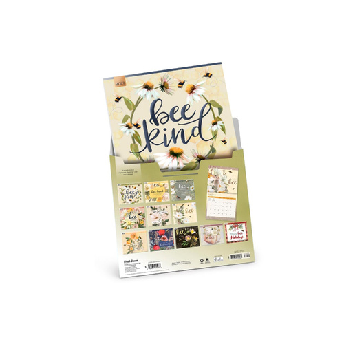 2027 16-Month Calendar Brush Dance Bee Kind Deluxe Wall Foil Cover Linen Envelope, BT15961