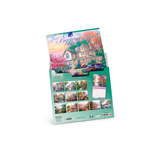 2027 16-Month Calendar Brush Dance Bygone Days Deluxe Wall Foil Cover Linen Envelope, BT15985