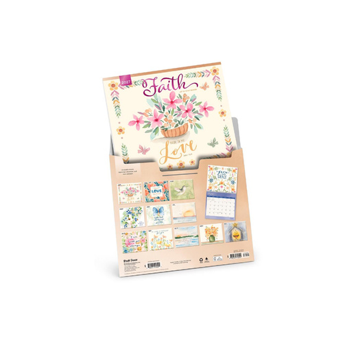 2027 16-Month Calendar Brush Dance Faith Deluxe Wall Foil Cover Linen Envelope, BT16005