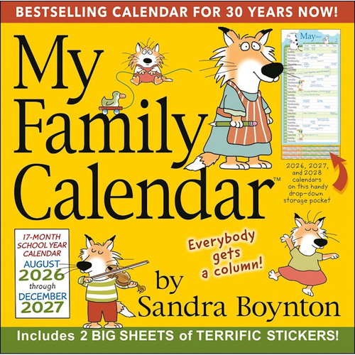 2027 17-Month Calendar Sandra Boynton's My Family Planner Square Wall, Andrews McMeel AM07210