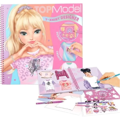 TOPModel T-Shirt Designer Colouring Book with 2 Sticker Sheets DIY Fashion, 13585
