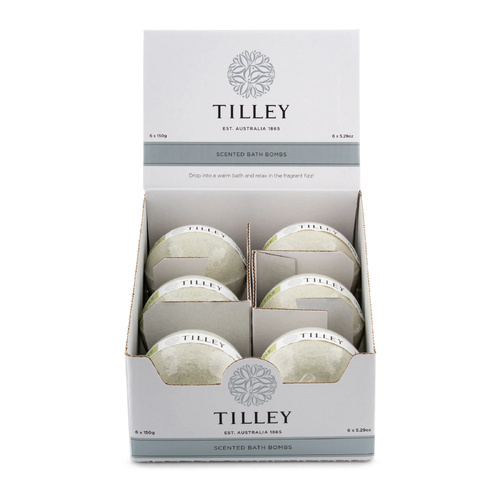 Tilley Scented Bath Bomb 150g Lemon Myrtle (Box of 6) Luxury Bath Gift, FG5658