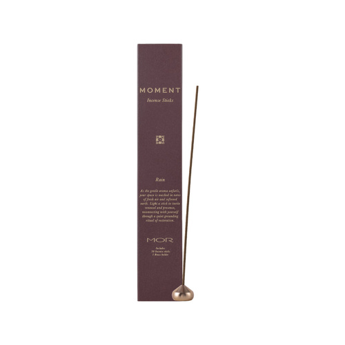 MOR Moment Rain Incense Sticks, 30 Sticks with Brass Holder, Luxury Home Fragrance MMTIS03